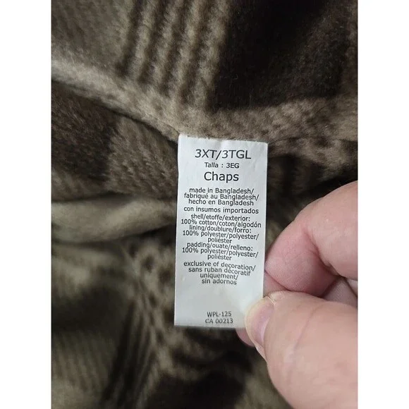 Chaps Ralph Lauren Canvas Chore Jacket Barn Coat Beige 3XT Plaid Flannel Lined